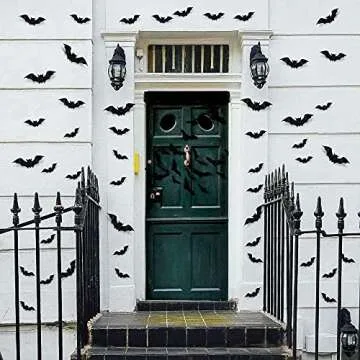 Halloween Decoration 3D Bats Stickers,96PCS 4 Sizes Extra Large Black Bats Window Stickers Decal Wall Stickers Halloween Party Decoration Party Supplies