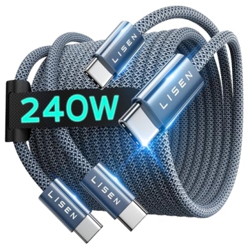 LISEN 240W USB C to USB C Cable - Fast Charging, 2 Pack, 6.6ft