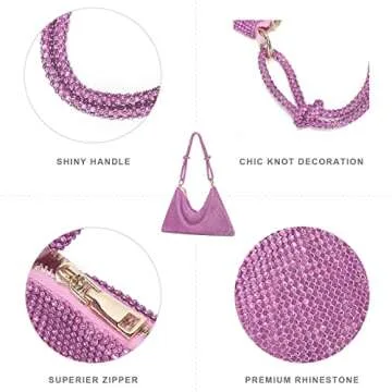 YIKOEE Glitter Rhinestone Purse Crystal Evening Clutch Bag (Pink)