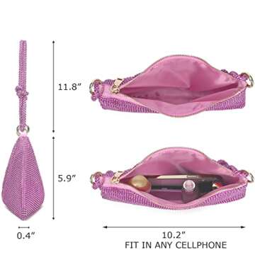 YIKOEE Glitter Rhinestone Purse Crystal Evening Clutch Bag (Pink)