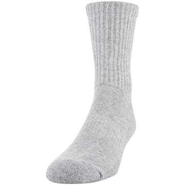 Gildan Men's Active Cotton Crew Socks, 10-Pairs, Grey Heather, Shoe Size: 6-12