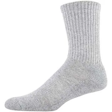 Gildan Men's Active Cotton Crew Socks, 10-Pairs, Grey Heather, Shoe Size: 6-12