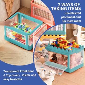 21QT Clear Foldable Toy Storage Box with Locking Lid