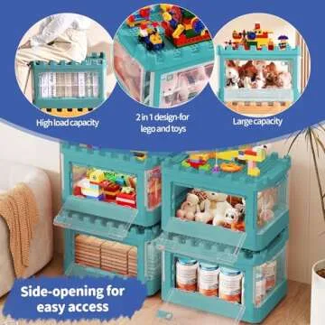 21QT Clear Foldable Toy Storage Box with Locking Lid