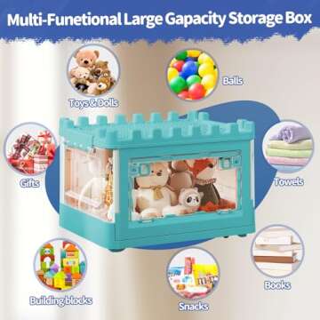 21QT Clear Foldable Toy Storage Box with Locking Lid