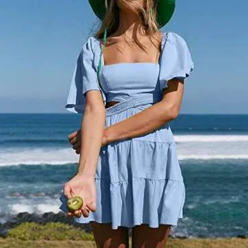 Shy Velvet Women's Summer Dress Square Neck Casual Mini Dress