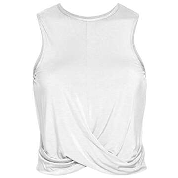 Sanutch Womens Athletic Crop Top Workout Shirts Athleisure Exercise Tops Cropped Workout Tank White M