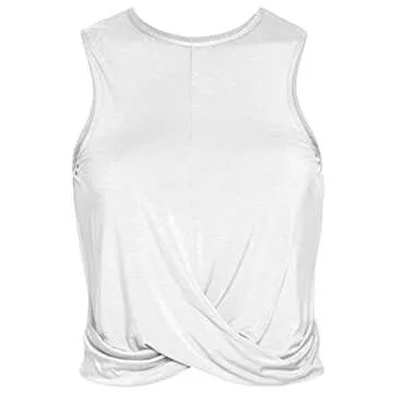 Sanutch Womens Athletic Crop Top Workout Shirts Athleisure Exercise Tops Cropped Workout Tank White M