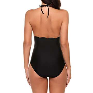 Sherosa Womens Sexy Vintage One Piece Monokini Swimsuit Swimwear (L, Black)