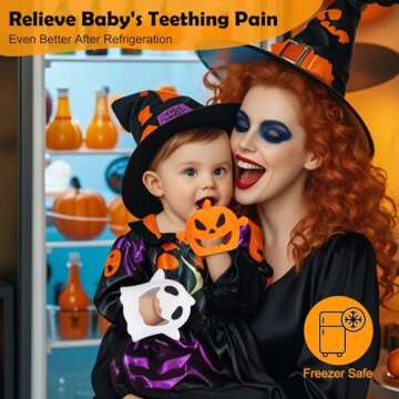 Halloween Baby Teething Mitten Toys 2Pack, Silicone Pumpkin & Ghost Teethers for Newborns, Infants & Toddlers, Easy-Grip Hand Teething Gloves for Relief, Perfect Baby’s First Halloween Basket Stuffers
