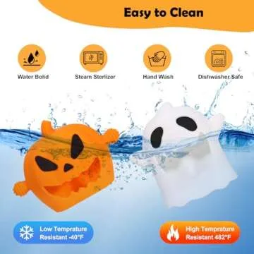 Halloween Baby Teething Mitten Toys 2Pack, Silicone Pumpkin & Ghost Teethers for Newborns, Infants & Toddlers, Easy-Grip Hand Teething Gloves for Relief, Perfect Baby’s First Halloween Basket Stuffers