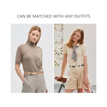 ANHAISHUILV Women's Skinny Leather Belt with Adjustable Golden Turn-Lock Buckle - Ideal for Dresses, Jeans, and Coats