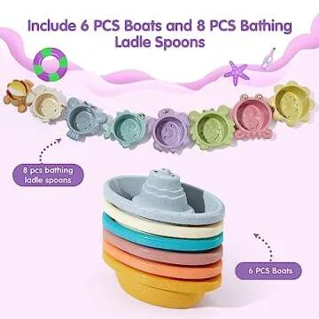 AMCHSURI Bath Toys for Kids Ages 1-3, 14 PCS Mold Free Toddler Bath Toys for 2-4 Bathtub Water Table...