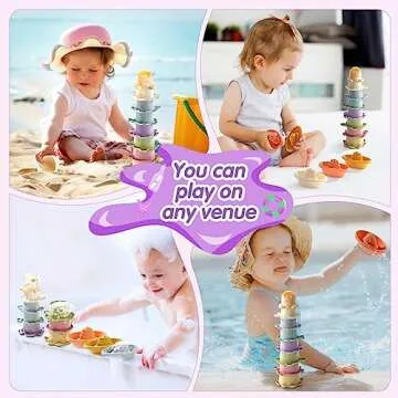 AMCHSURI Bath Toys for Kids Ages 1-3, 14 PCS Mold Free Toddler Bath Toys for 2-4 Bathtub Water Table Toys Bath Boats and Cups for Babies 6-12 Months Early Learning Educational Gift