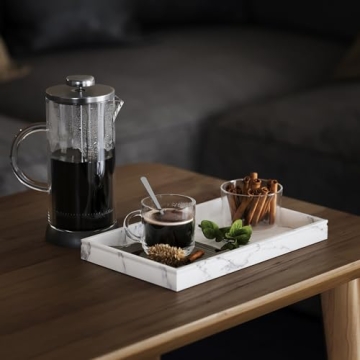 Elegant Marble Look White Decor Tray for Home