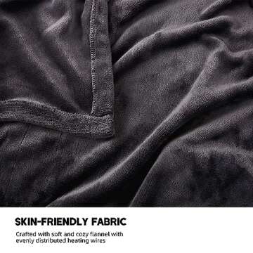 Heated Throw 50"x 60" Electric Blanket with Fast Heating 6 Temperature Levels & 4 Auto-Off Timers Silky and Soft Fabric Machine Washable- Slate Gray