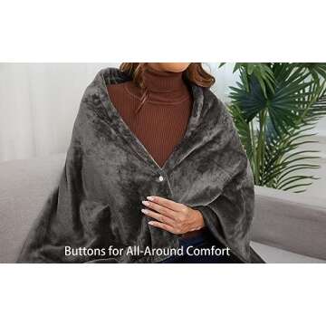 Heated Throw 50"x 60" Electric Blanket with Fast Heating 6 Temperature Levels & 4 Auto-Off Timers Silky and Soft Fabric Machine Washable- Slate Gray