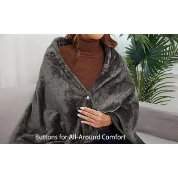 Heated Throw 50"x 60" Electric Blanket with Fast Heating 6 Temperature Levels & 4 Auto-Off Timers Silky and Soft Fabric Machine Washable- Slate Gray