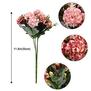 Jewlri 4 Packs Artificial Silk Hydrangea Samll Fake Hydrangeas Artificial Flowers Bicolor Pink for W...