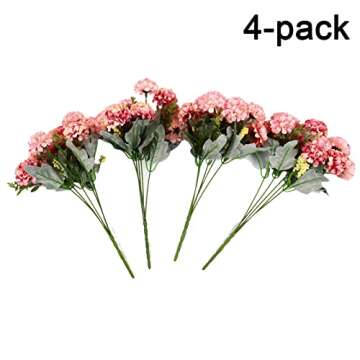 Jewlri 4 Packs Artificial Silk Hydrangea Samll Fake Hydrangeas Artificial Flowers Bicolor Pink for Wedding Bouquets Floral Arrangement DIY Home Party Centerpieces Decor