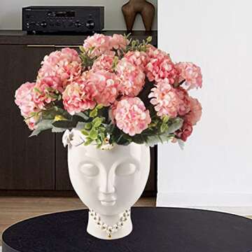 Jewlri 4 Packs Artificial Silk Hydrangea Samll Fake Hydrangeas Artificial Flowers Bicolor Pink for Wedding Bouquets Floral Arrangement DIY Home Party Centerpieces Decor