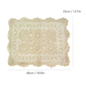 kilofly Handmade Crochet Cotton Lace Table Placemats Doilies Value Pack [Set of 4], Beige