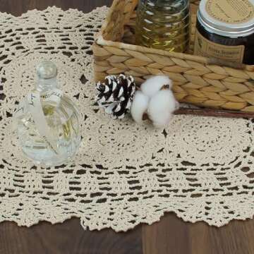 kilofly Handmade Crochet Cotton Lace Table Placemats Doilies Value Pack [Set of 4], Beige
