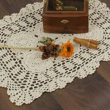 kilofly Handmade Crochet Cotton Lace Table Placemats Doilies Value Pack [Set of 4], Beige