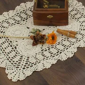 kilofly Handmade Crochet Cotton Lace Table Placemats Doilies Value Pack [Set of 4], Beige