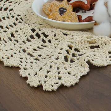 kilofly Handmade Crochet Cotton Lace Table Placemats Doilies Value Pack [Set of 4], Beige