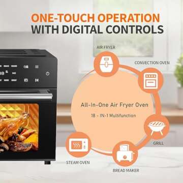 Kitchen in the box 32 QT Extra Large Toaster Oven Air Fryer Combo, 18-in-1 Convection Toaster Oven C...