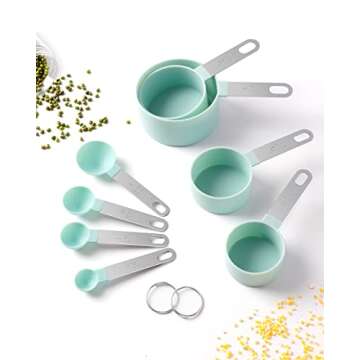 Measuring Cups and Spoons Set of 8 Pieces, nesting measuring cups for Measuring Dry or Liquid Ingredients, Stainless Steel Handle, Kitchen Gadgets for Cooking & Baking