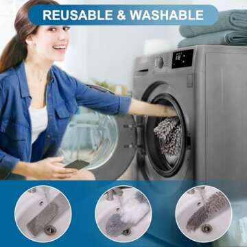 Microfiber Duster, 4PCS with Extension Pole(Stainless Steel) 30 to 100 Inches, Reusable Bendable Dusters, Washable Lightweight Dusters for Cleaning Ceiling Fan, High Ceiling, Blinds, Furniture, Cars