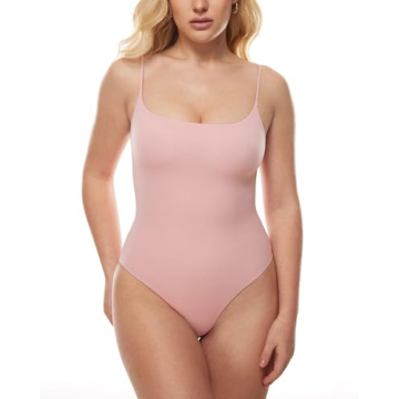 INLYRIC Women's Inbarely Sexy Square Neck Bodysuit Camisole Backless Sleeveless Spaghetti Strap Tank...