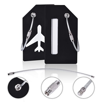 Silicone Travel Luggage Tags - 2 Pack Black ID Labels