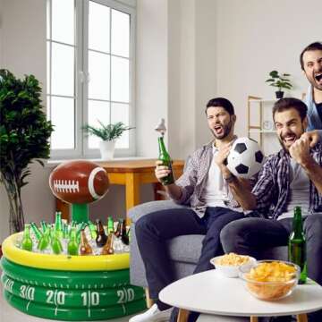 Bencailor Inflatable Cooler Inflatable Football Drink Cooler Football Toss Game Decoration Rugby Basketball Baseball Blow up PVC Sports Field Party Supply(Rugby)