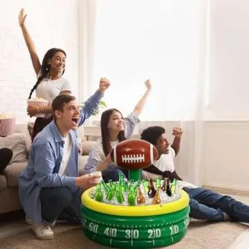 Bencailor Inflatable Cooler Inflatable Football Drink Cooler Football Toss Game Decoration Rugby Basketball Baseball Blow up PVC Sports Field Party Supply(Rugby)