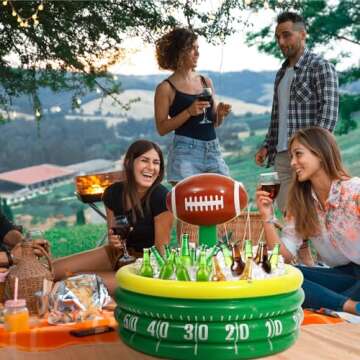 Bencailor Inflatable Cooler Inflatable Football Drink Cooler Football Toss Game Decoration Rugby Basketball Baseball Blow up PVC Sports Field Party Supply(Rugby)