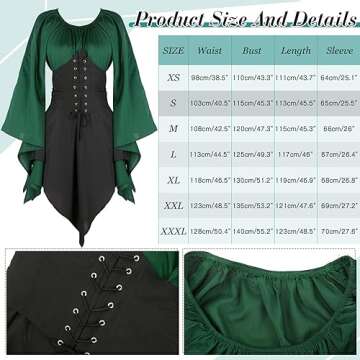 Haysandy 4 Pcs Women Elf Costume Renaissance Irish Dress Fairy Costume for Halloween Cosplay Party(G...
