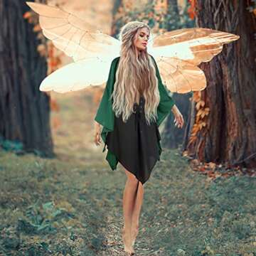 Haysandy 4 Pcs Women Elf Costume Renaissance Irish Dress Fairy Costume for Halloween Cosplay Party(Green, Black,X Small)