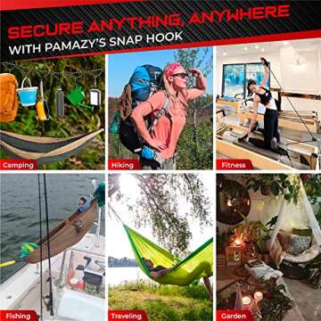 PAMAZY 8Pcs 2.36In Spring Snap Hooks, Carabiner Clip, Heavy Duty Rope Connector, Quick Link Carabiners Spring Snap Hooks for Indoor and Outdoor Activity, Camping, Climbing, Fishing, Hiking