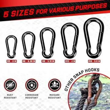 PAMAZY 8Pcs 2.36In Spring Snap Hooks, Carabiner Clip, Heavy Duty Rope Connector, Quick Link Carabiners Spring Snap Hooks for Indoor and Outdoor Activity, Camping, Climbing, Fishing, Hiking