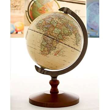 Vintage 5 Inch Diameter Brown World Globe Antique Decorative Desktop Globe Rotating Earth Geography ...