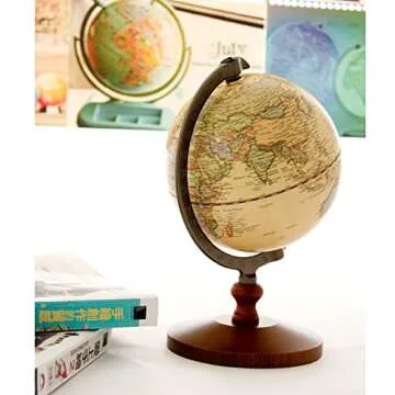 Vintage Brown World Globe Decorative Educational Globe with Wood Base