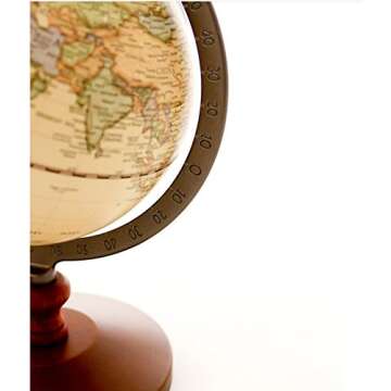 Vintage Brown World Globe Decorative Educational Globe with Wood Base