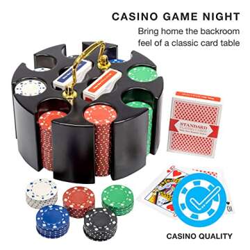 Brybelly Poker Chips - Poker Set with Wood Carousel Case for Casino Party, Texas Holdem, Blackjack a...