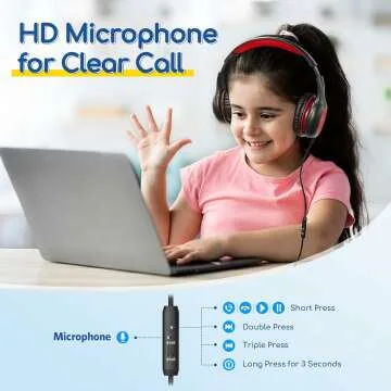 Safe Volume Limit Kids Headphones - Wired & Foldable