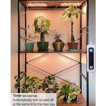 DOMMIA 20W Ultra-Thin Panel Grow Lights for Indoor Plants, 132 LEDs High PPFD Full Spectrum, 6/12/16H Timer and Auto on/Off, Suitable All for Indoor Growing, Warm White