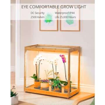 DOMMIA 20W Ultra-Thin Panel Grow Lights for Indoor Plants, 132 LEDs High PPFD Full Spectrum, 6/12/16H Timer and Auto on/Off, Suitable All for Indoor Growing, Warm White