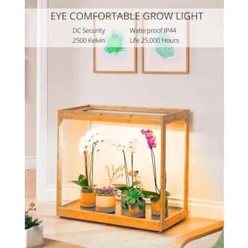 DOMMIA 20W Ultra-Thin Panel Grow Lights for Indoor Plants, 132 LEDs High PPFD Full Spectrum, 6/12/16H Timer and Auto on/Off, Suitable All for Indoor Growing, Warm White